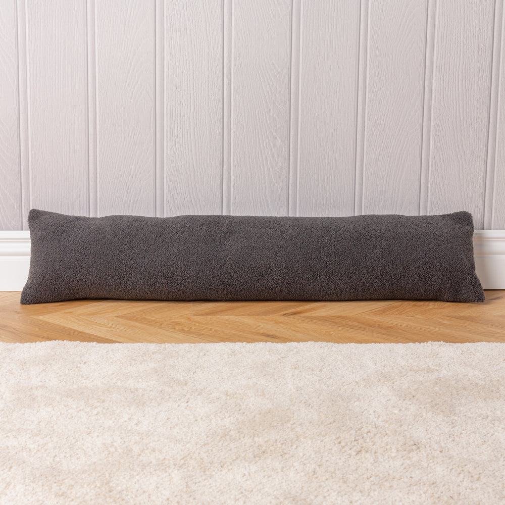Plain Grey Cushions - Malham Fleece Draught Excluder Granite furn.