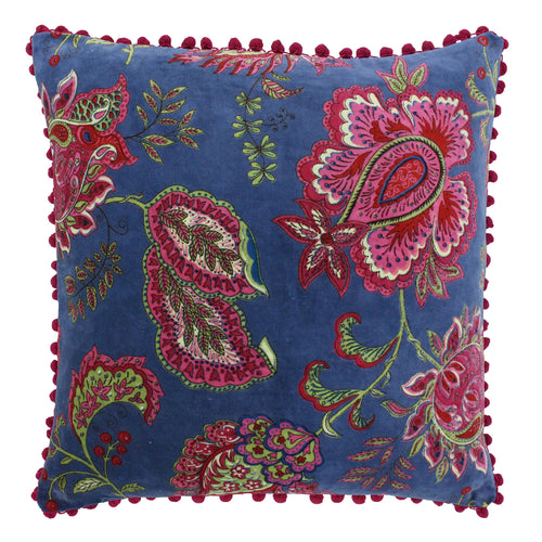 Floral Blue Cushions - Malisa Paisley Cushion Cover Smoke Blue Paoletti