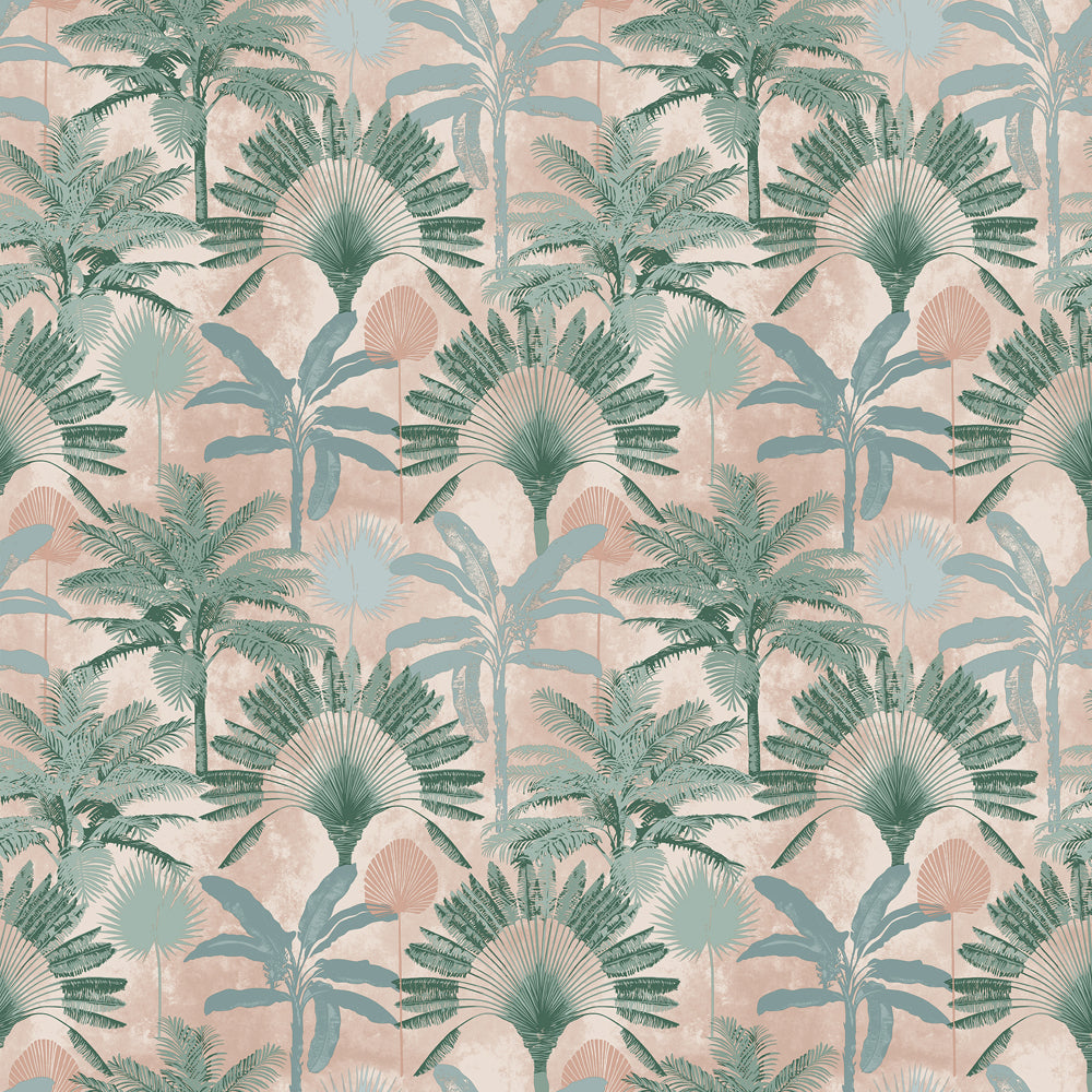 Floral Grey Wallpaper - Malaysian  Wallpaper Sample Blush/Green furn.