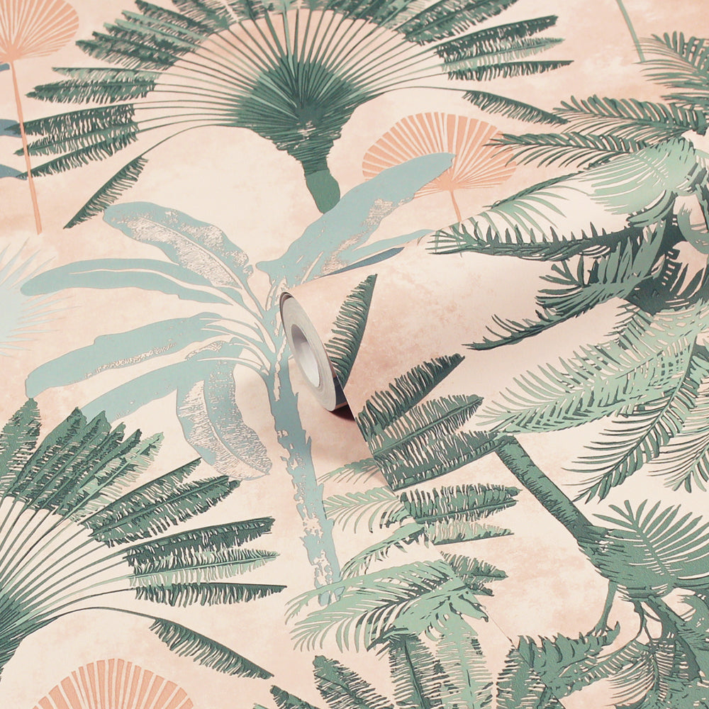 Malaysian Wallpaper Sample Blush/Green