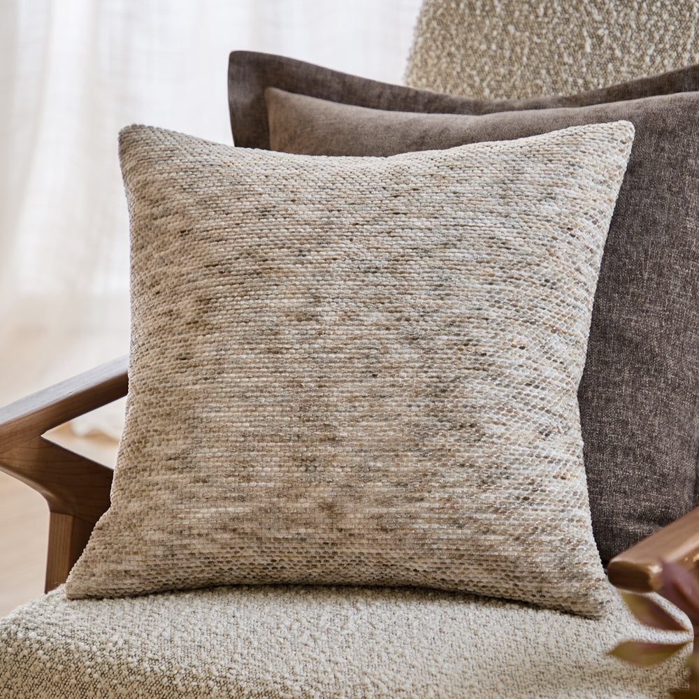 Plain Grey Cushions - Malvern Chenille Cushion Cover Greige Yard