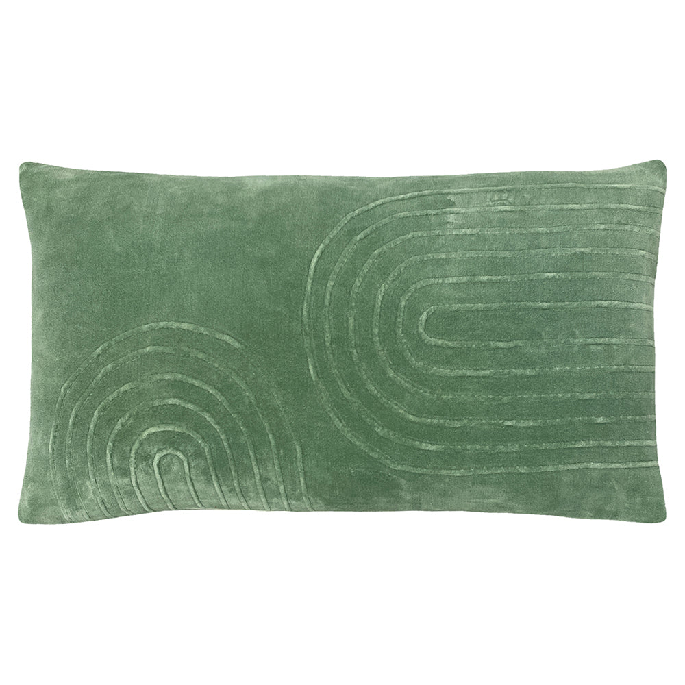 Plain Green Cushions - Mangata Soft Velvet Cushion Cover Eucalyptus furn.