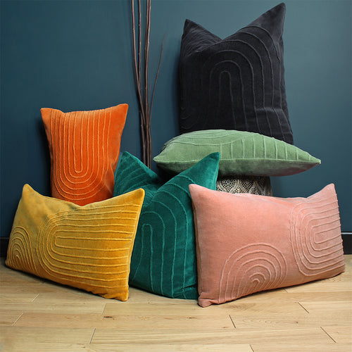 Plain Green Cushions - Mangata Soft Velvet Cushion Cover Eucalyptus furn.