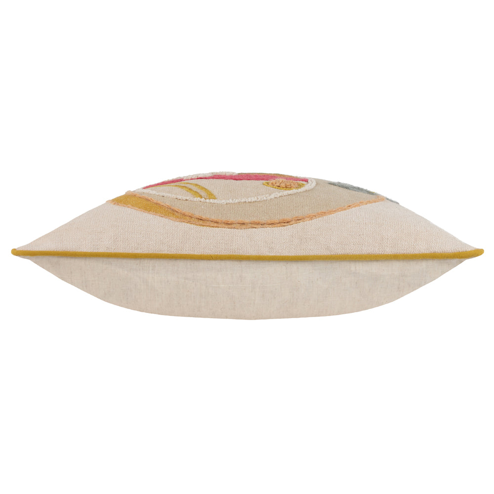 Margo Embroidered Piped Cushion Latte