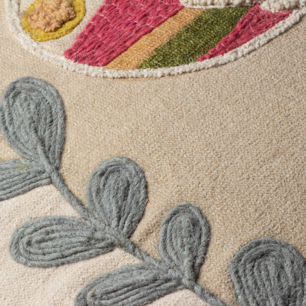 Margo Embroidered Piped Cushion Latte