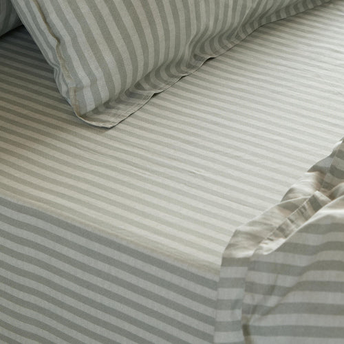 Marlow Stripe 100% Cotton Fitted Bed Sheet Artichoke/Sage