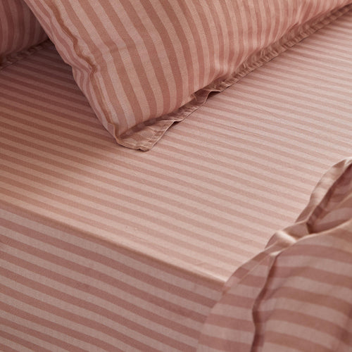 Marlow Stripe 100% Cotton Fitted Bed Sheet Maple/Sandalwood