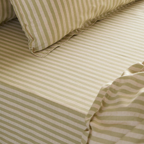 Marlow Stripe 100% Cotton Fitted Bed Sheet Oregano/Shell