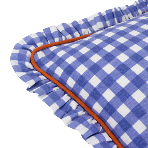 Check Blue Cushions - Maude Gingham Reversible Piped Cushion Cover Blue furn.