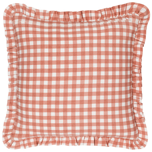 Check Pink Cushions - Maude Gingham Reversible Piped Cushion Cover Rose furn.