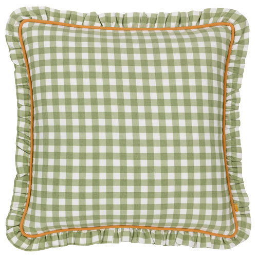 Check Green Cushions - Maude Gingham Reversible Piped Cushion Cover Sage furn.