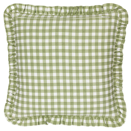 Check Green Cushions - Maude Gingham Reversible Piped Cushion Cover Sage furn.