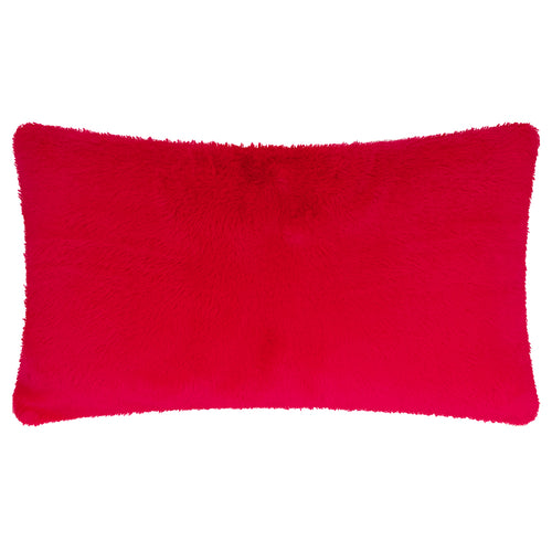 Merry & Bright Faux Fur Stripe Cushion Red/Pink