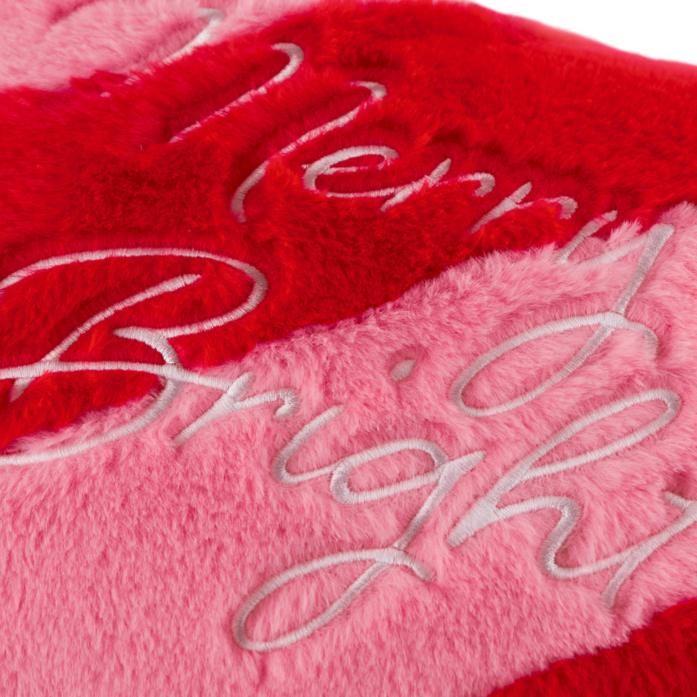 Merry & Bright Faux Fur Stripe Cushion Red/Pink