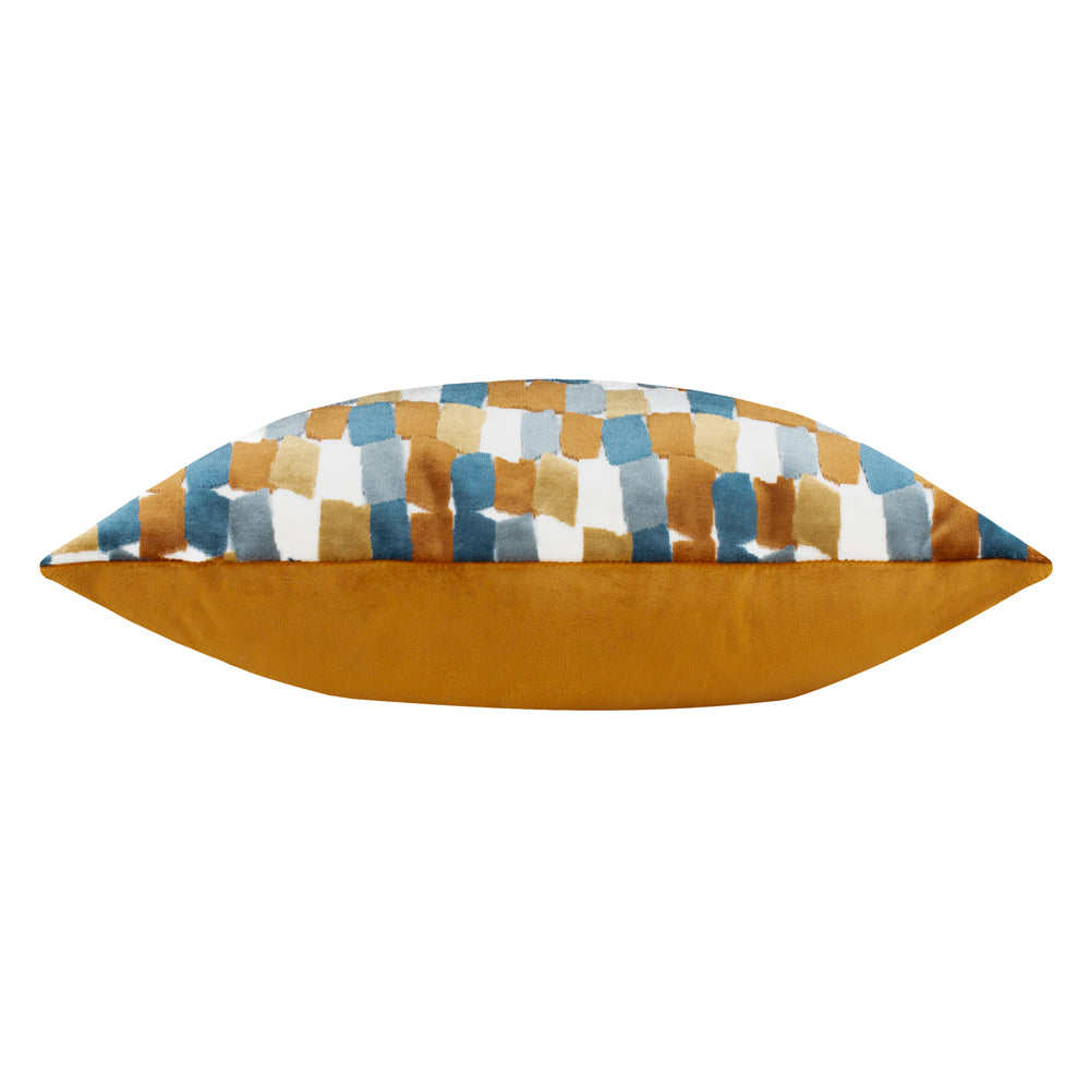 Metro Blocks Velvet Jacquard Cushion Ginger