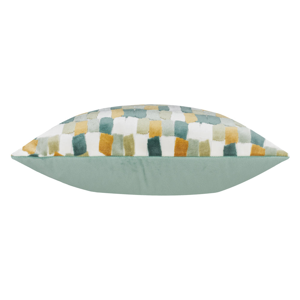Metro Blocks Velvet Jacquard Cushion Green