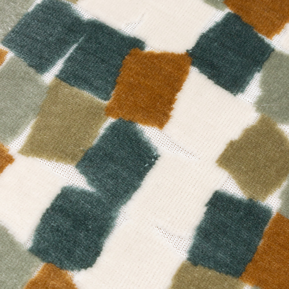 Metro Blocks Velvet Jacquard Cushion Green