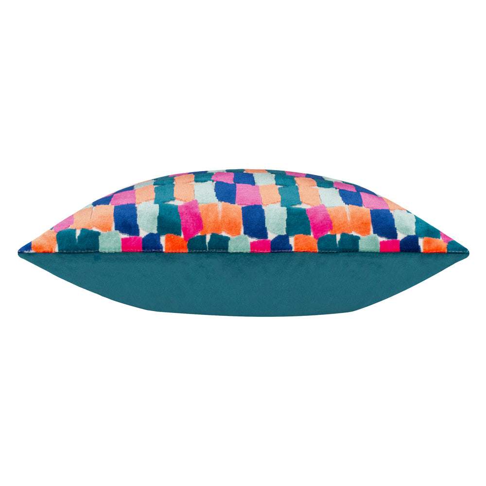 Metro Blocks Velvet Jacquard Cushion Multicolour