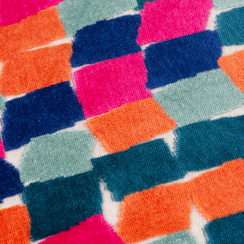 Metro Blocks Velvet Jacquard Cushion Multicolour