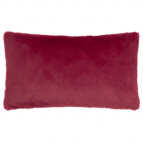 Merry Christmas Faux Fur Stripe Cushion Burgundy/Pink