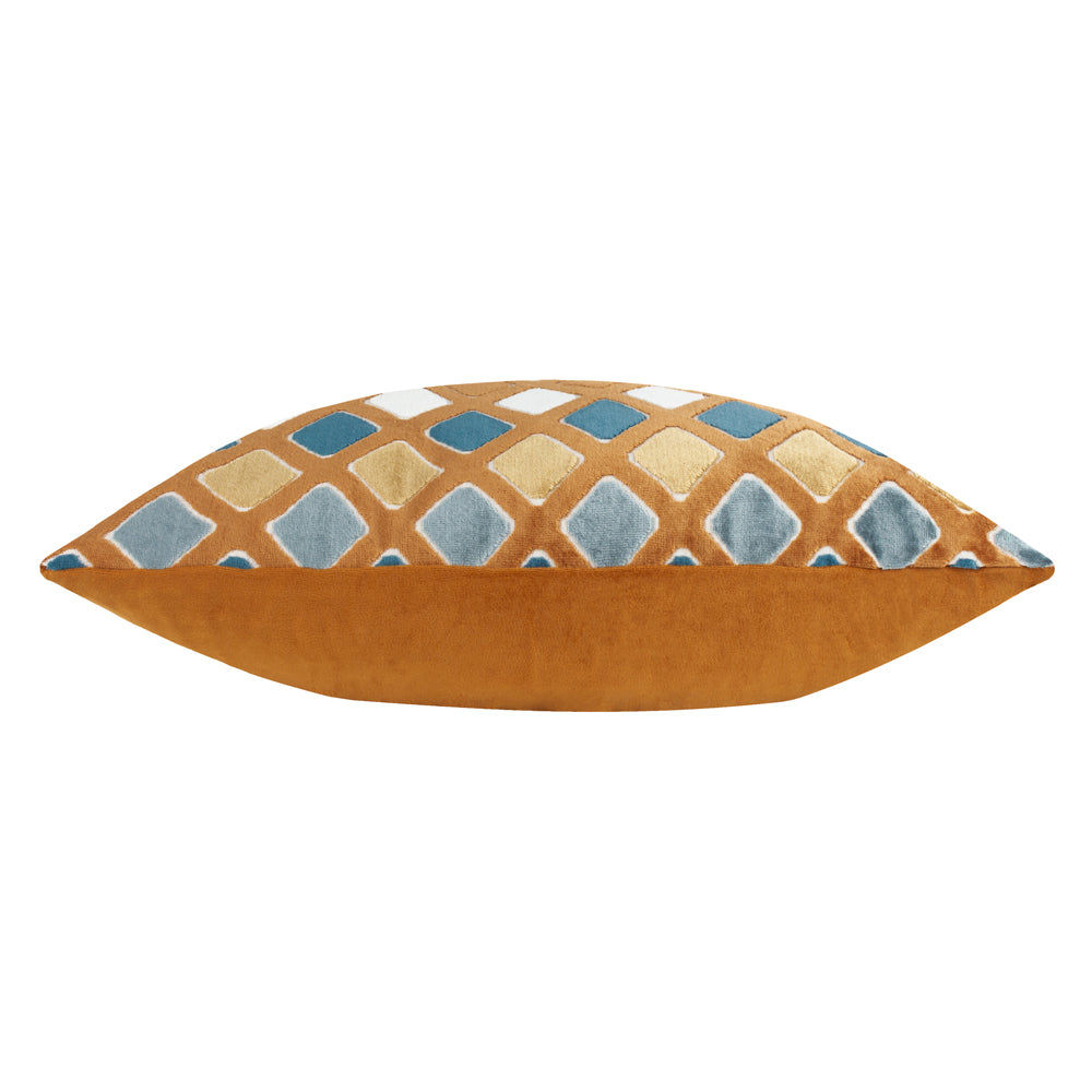 Metro Diamond Velvet Cushion Ginger