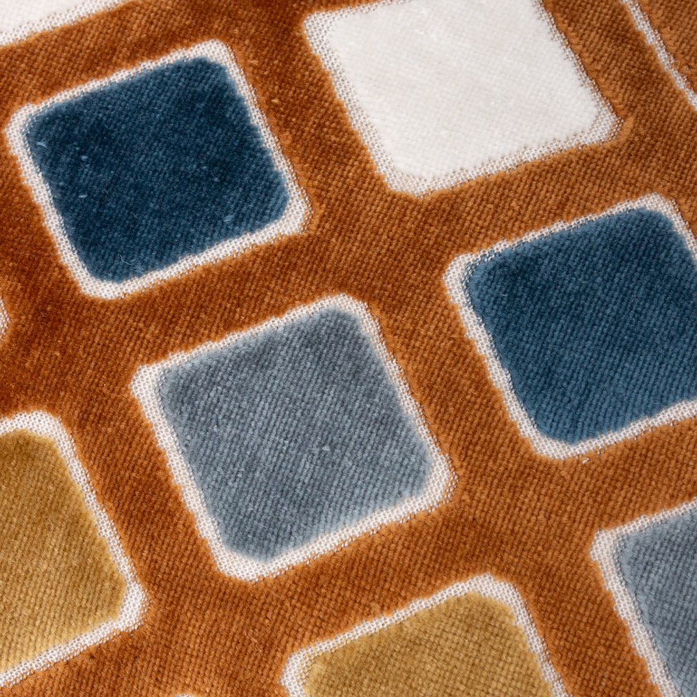 Metro Diamond Velvet Cushion Ginger