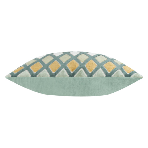Metro Diamond Velvet Cushion Green