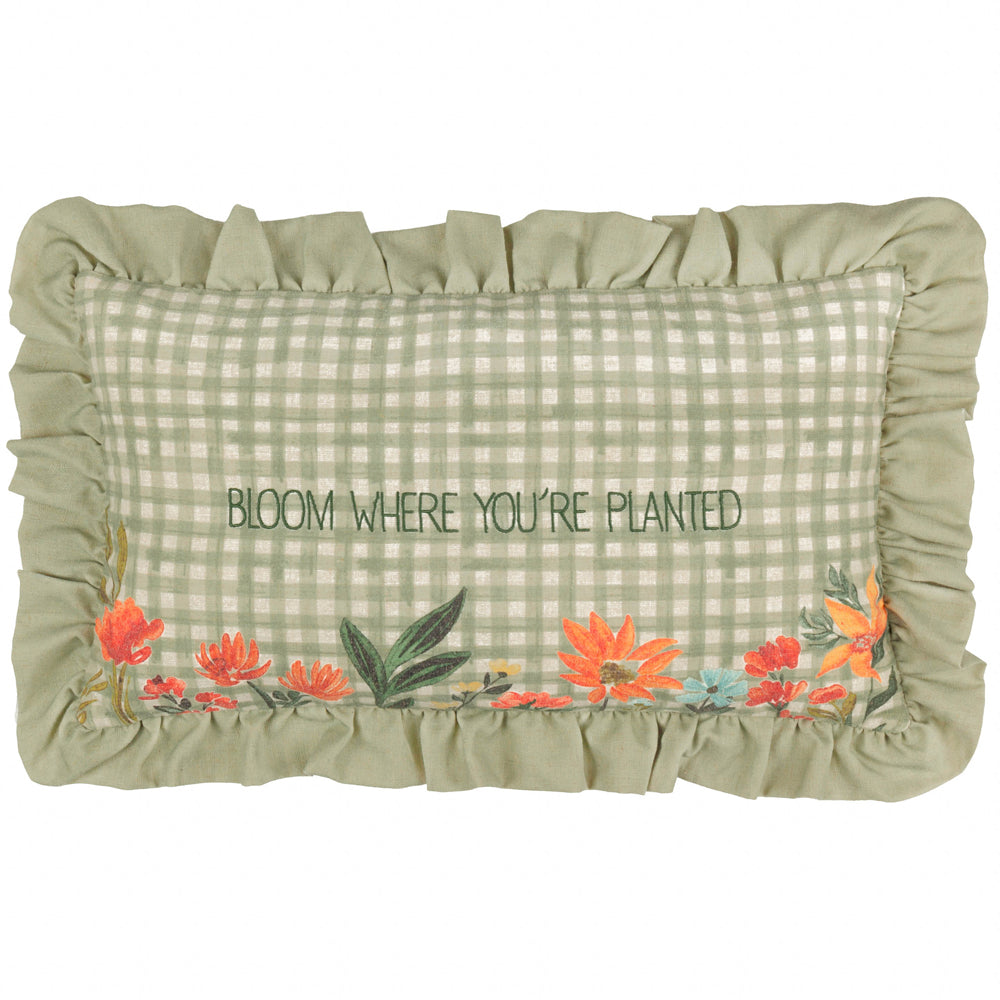 Meadow Haze Embroidered Ruffle Cushion Green