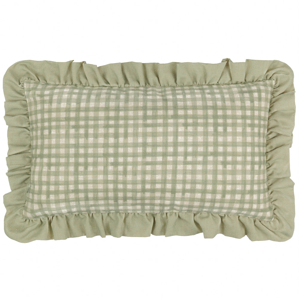 Meadow Haze Embroidered Ruffle Cushion Green