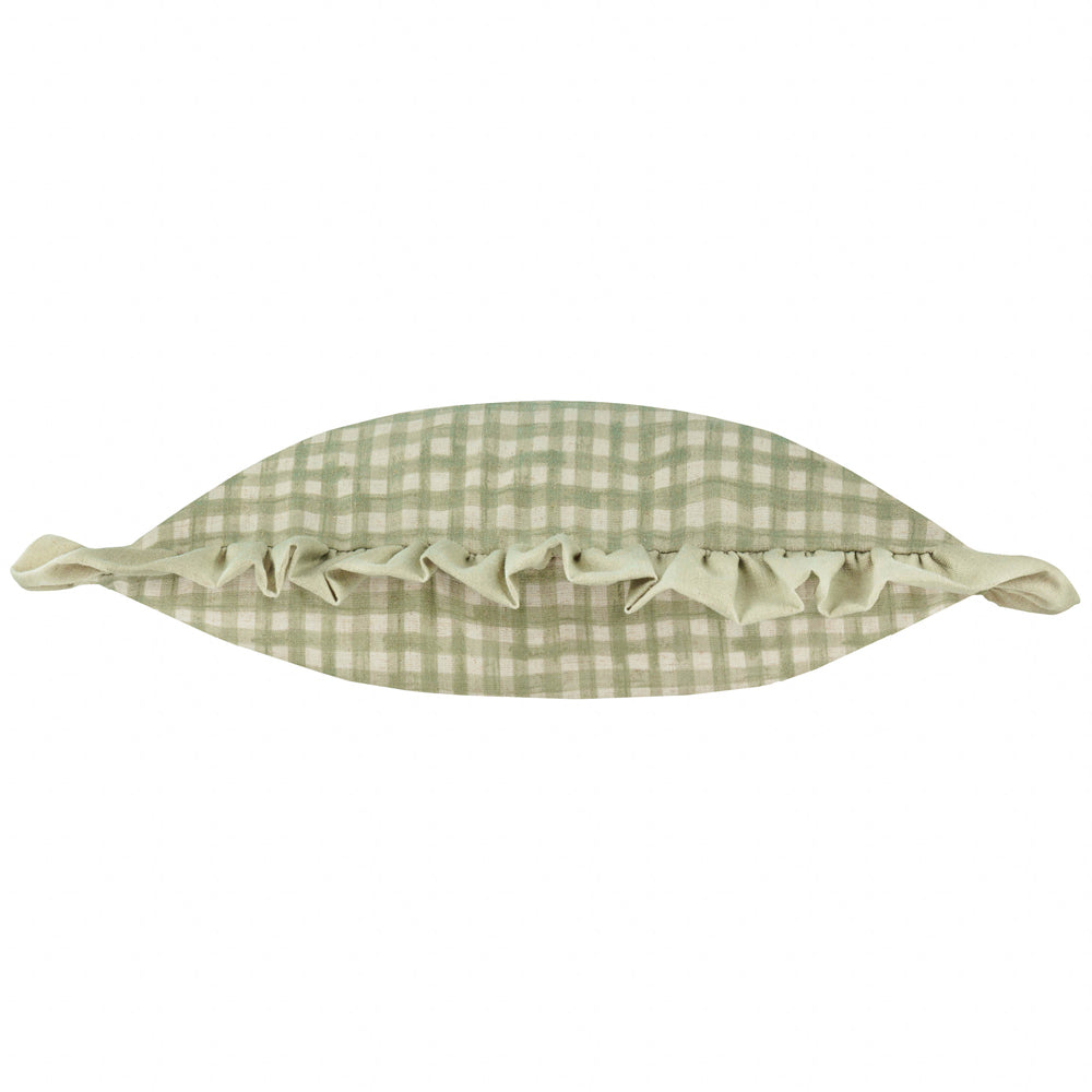 Meadow Haze Embroidered Ruffle Cushion Green