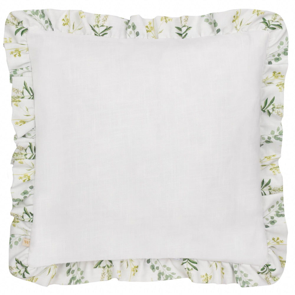 Meadow Ruffle Floral Cushion White/Cornflower