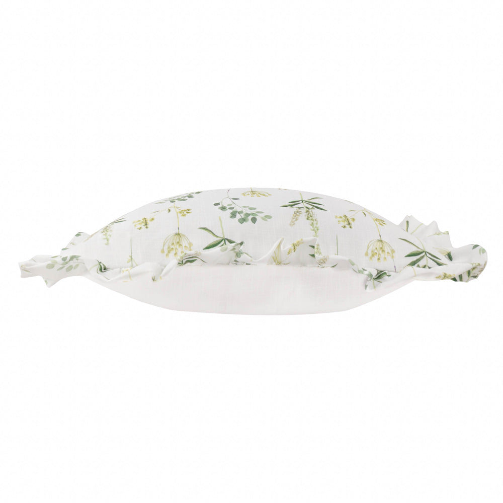 Meadow Ruffle Floral Cushion White/Cornflower