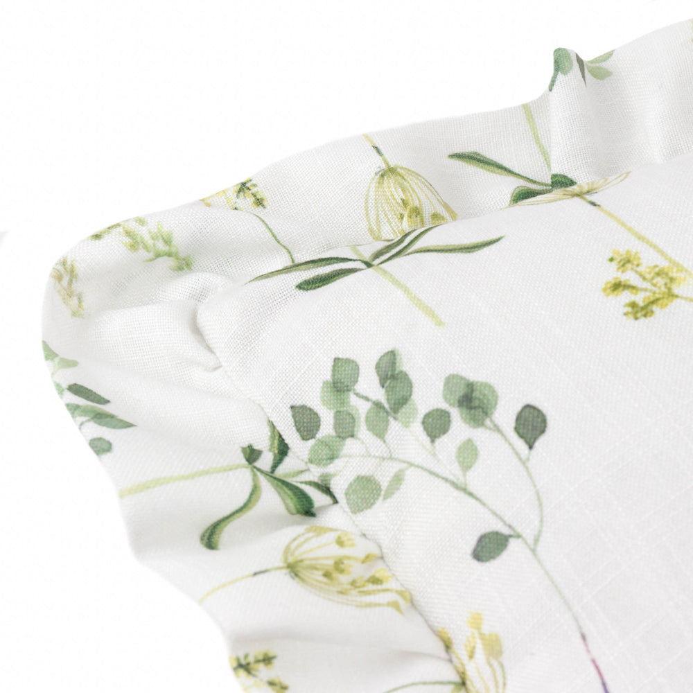 Meadow Ruffle Floral Cushion White/Cornflower