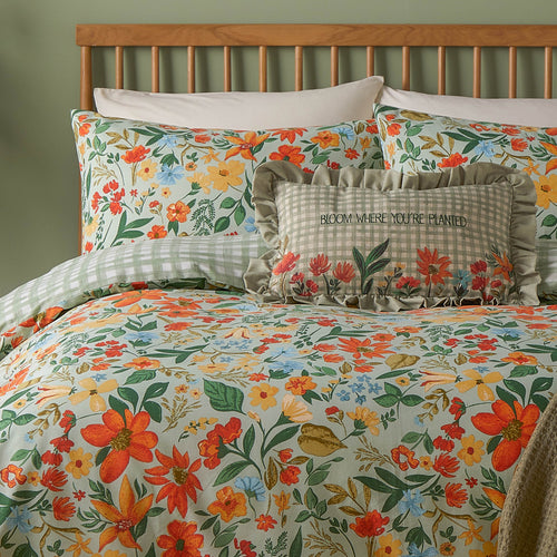 Check Green Bedding - Meadow Haze Printed Duvet Cover Set Green furn.