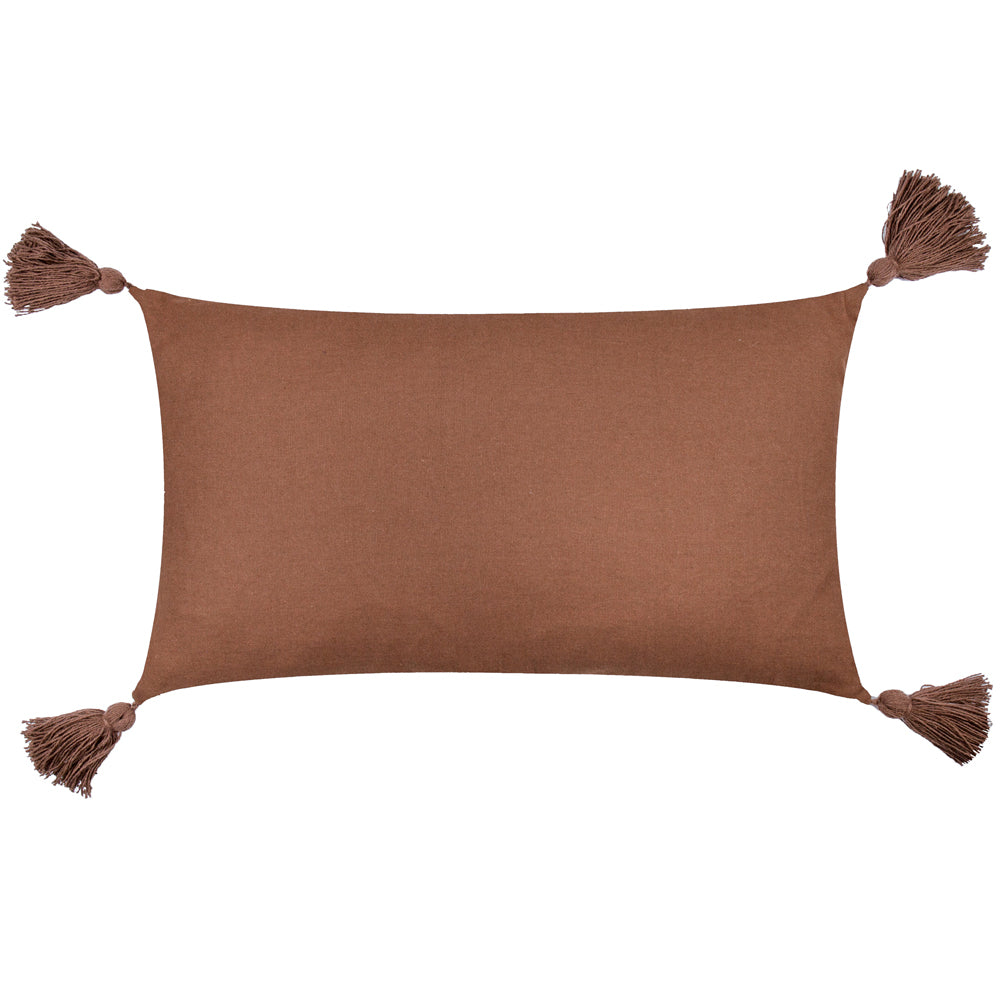 Meare Embroidered Cotton Cushion Cocoa