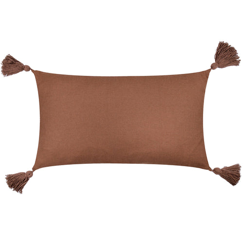 Geometric Brown Cushions - Meare Embroidered Cotton Cushion Cover Cocoa Yard