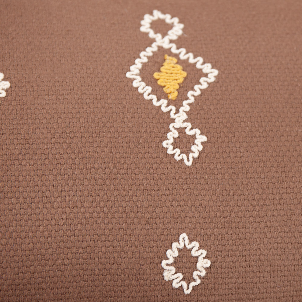 Meare Embroidered Cotton Cushion Cocoa