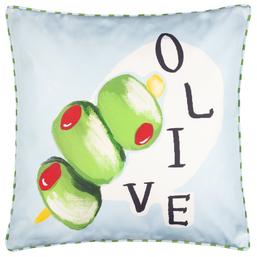 Mediterranean Olive Outdoor Cushion Olive/Blue