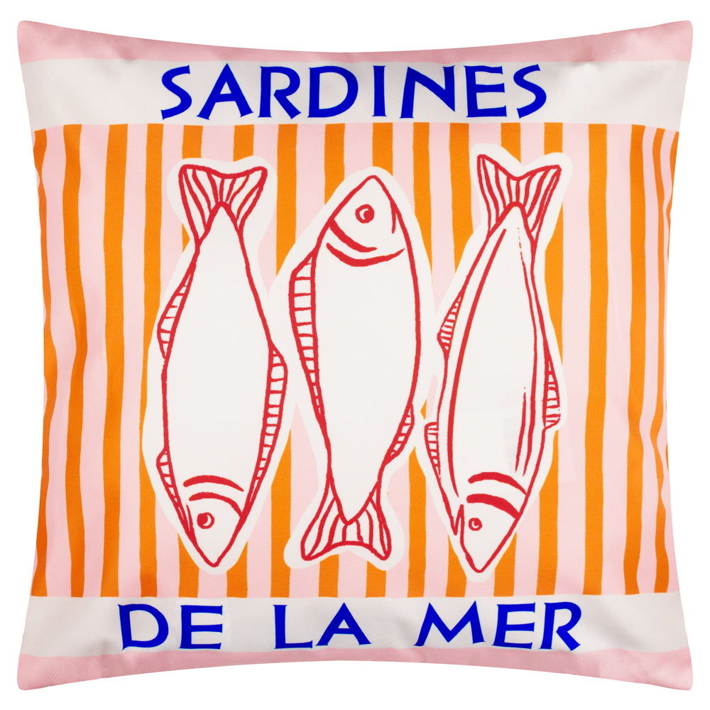 Mediterranean Sardines Outdoor Cushion Pink/Orange