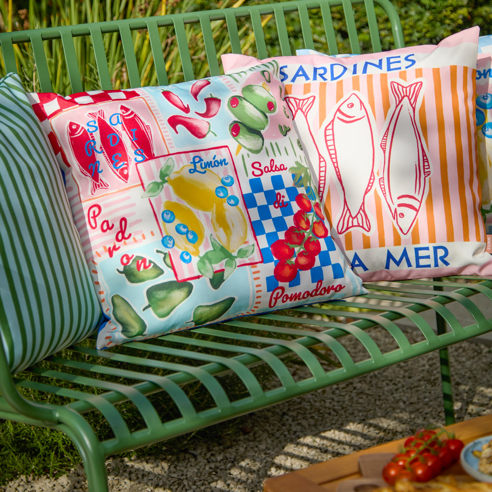 Mediterranean Sardines Outdoor Cushion Pink/Orange
