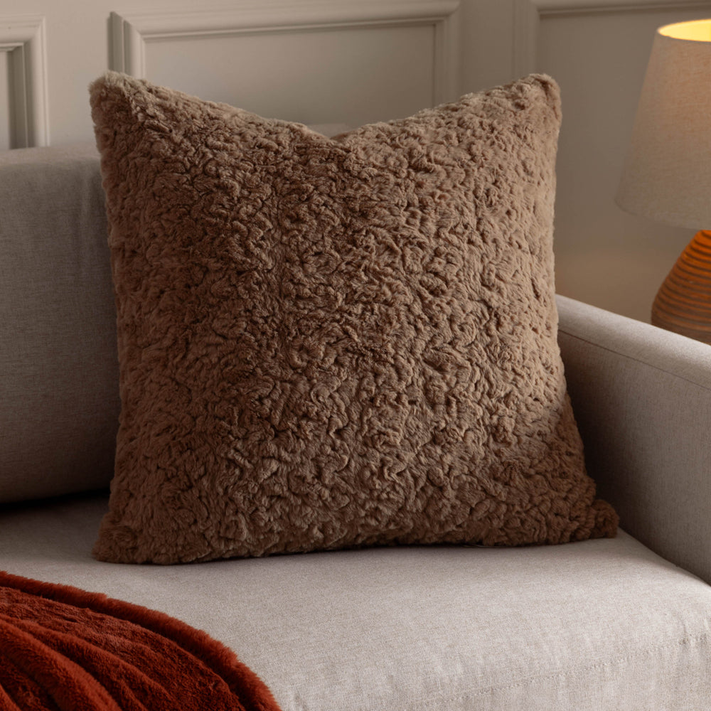 Megeve Beige Faux Fur Cushion Cover | Natural Cushions | furn