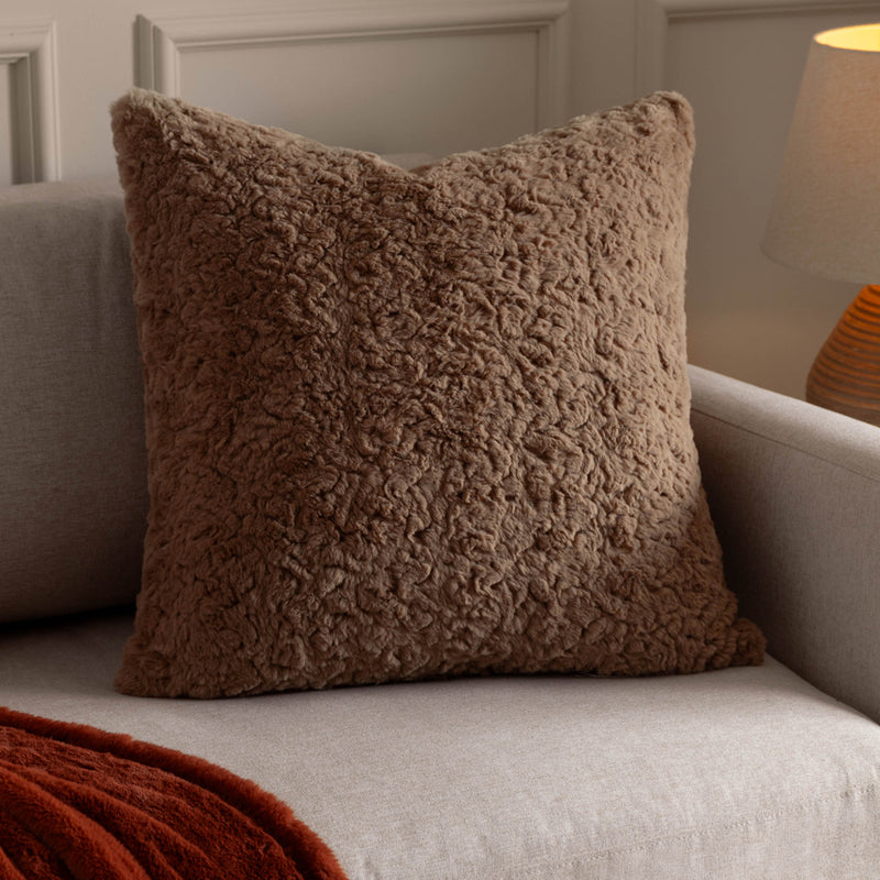 Plain Beige Cushions - Megeve Faux Fur Cushion Cover Natural furn.