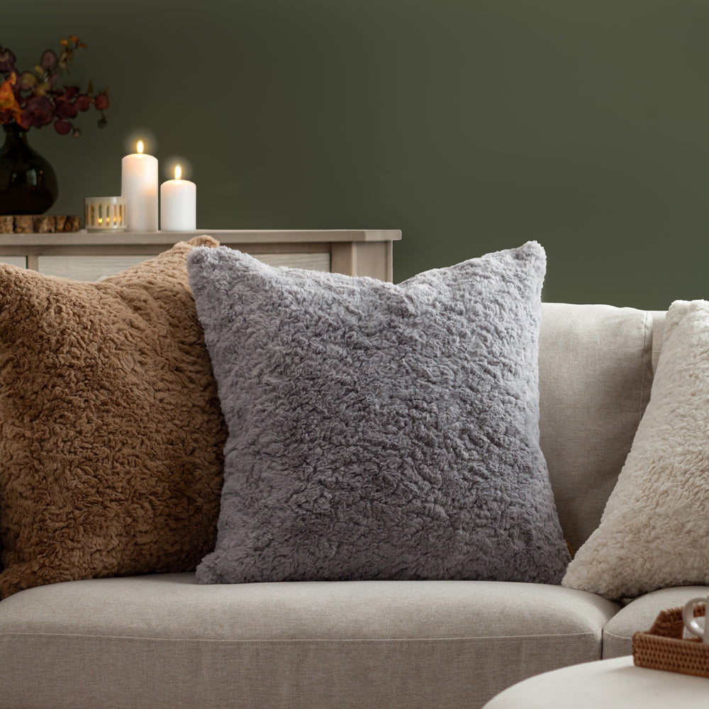 Megeve Faux Fur Cushion Slate