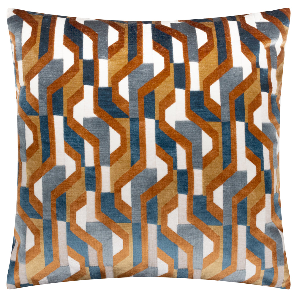Metro Prism Orange Velvet Cushion Cover | Ginger Cushions | Furn