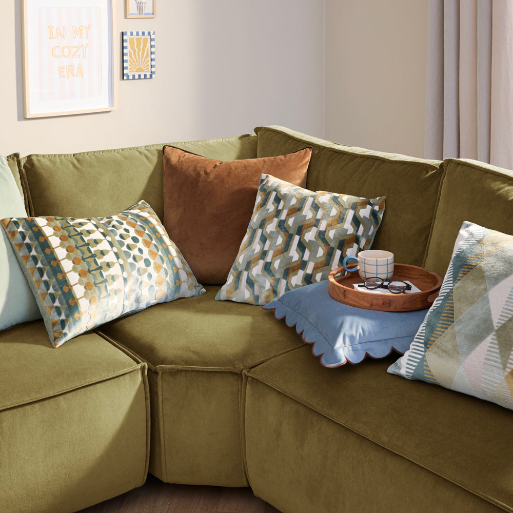 Metro Prism Velvet Cushion Green