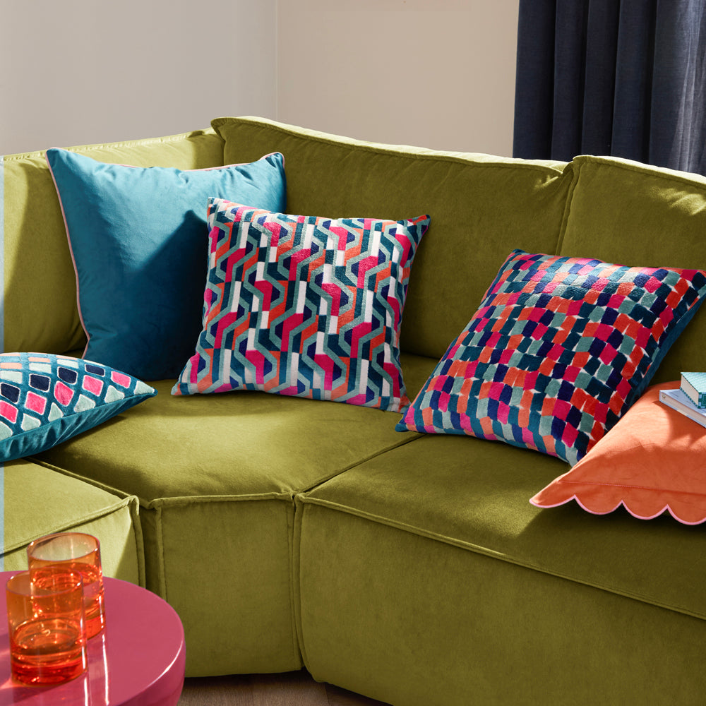 Metro Prism Velvet Cushion Multicolour