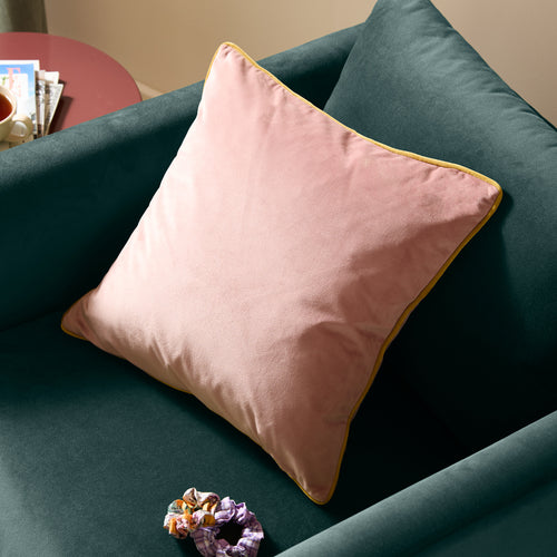 Plain Pink Cushions - Meridian Velvet Cushion Cover Blush/Gold Furn