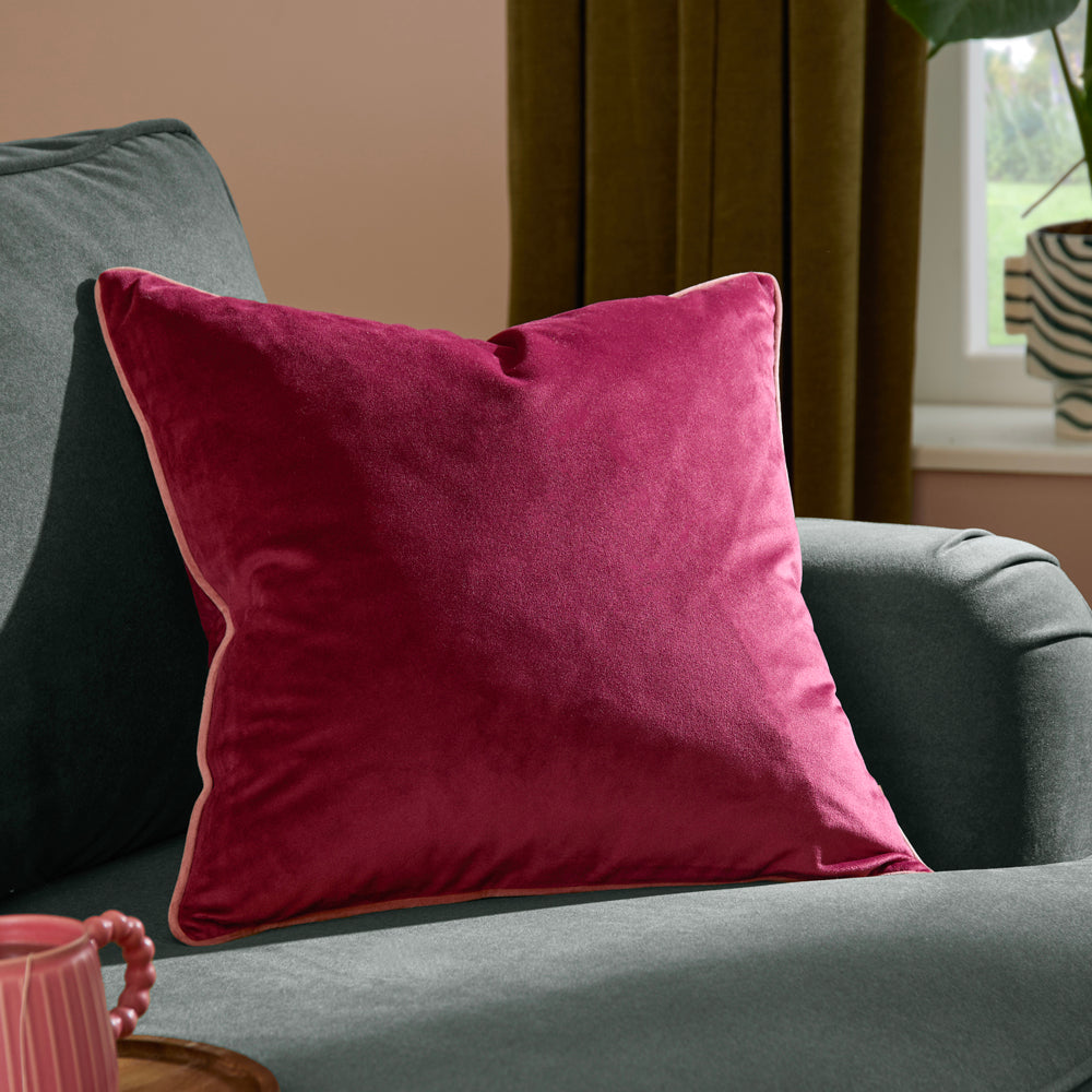 Plain Red Cushions - Meridian Velvet Cushion Cover Burgundy/Slipper Furn