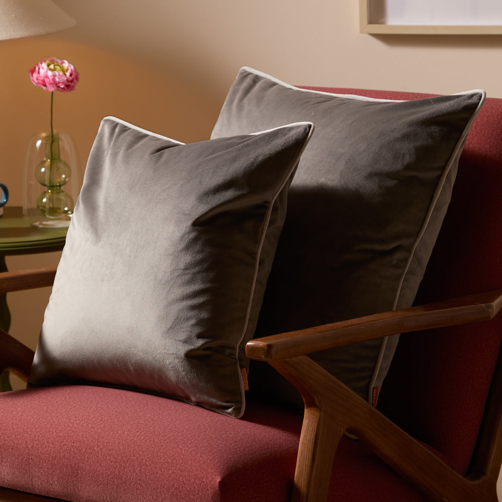 Meridian Velvet Cushion Charcoal/Dove