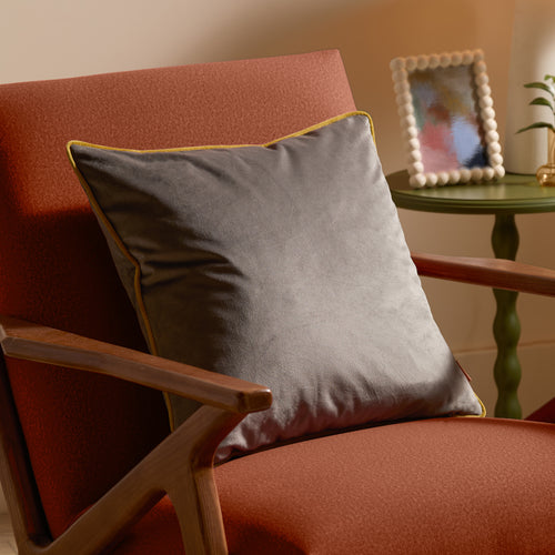 Plain Grey Cushions - Meridian Velvet Cushion Cover Charcoal/Moss Furn